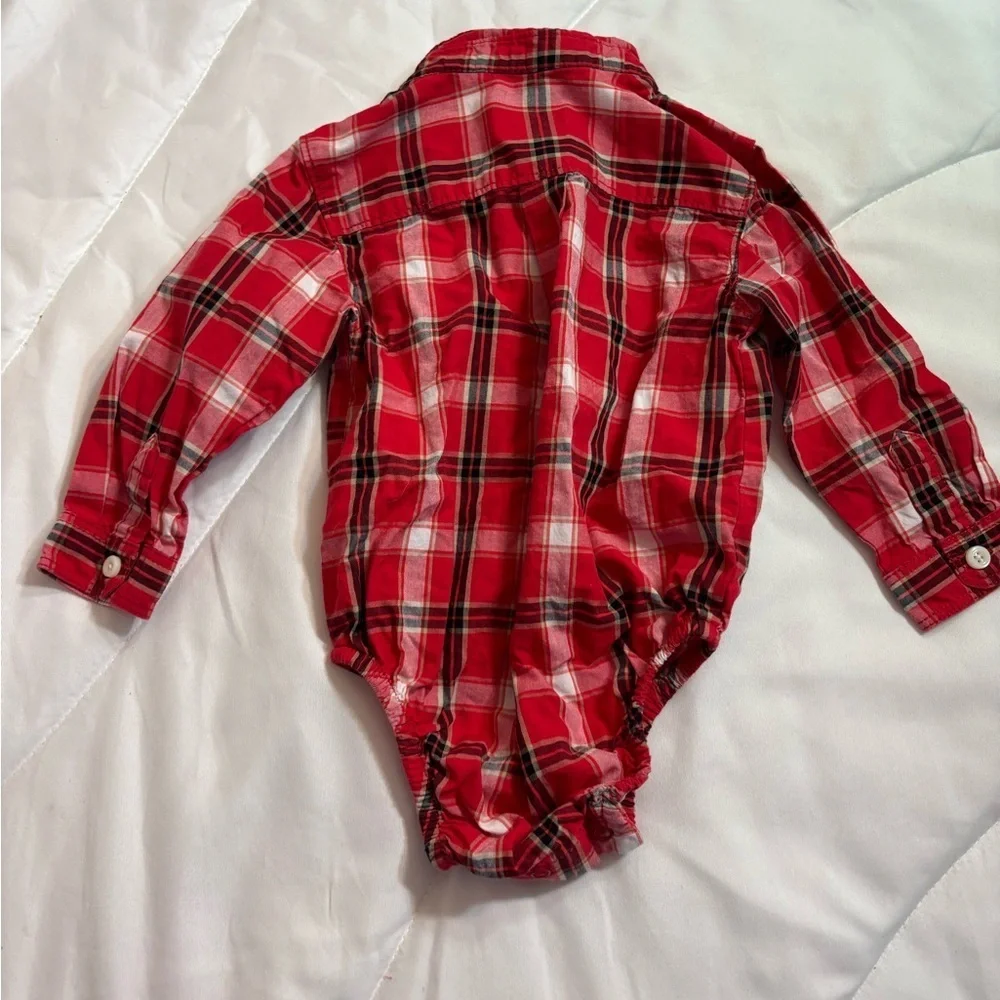 Gymboree Red Plaid Shirt button down with collar- 12-18 months